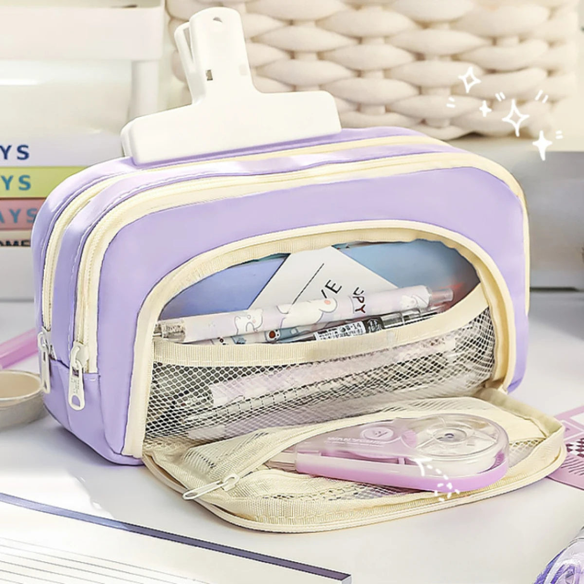Large Capacity Pencil Case - Portable Handheld Pen Pouch and Cosmetic Storage Bag for School Office and Travel