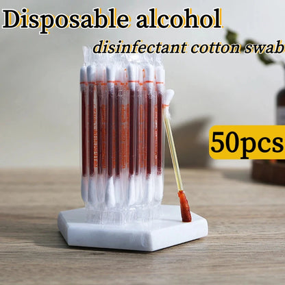 50-Piece Disposable Iodine Cotton Swabs - Individually Packaged First Aid Antiseptic Sticks for Travel, Hiking, and Emergency Kits