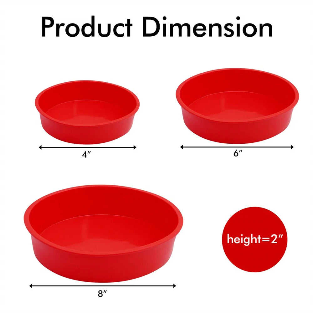 Silicone Cake Mold Tray Pans | Round Baking Mold | Nonstick Reusable Baking Tools | 4/6/8inch Kitchen Cake Pans