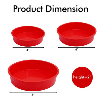 Silicone Cake Mold Tray Pans | Round Baking Mold | Nonstick Reusable Baking Tools | 4/6/8inch Kitchen Cake Pans