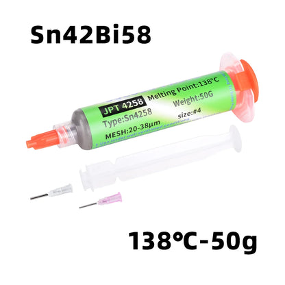 Sn42Bi58 SMD Welding Paste – 138°C Low Temperature Lead-Free No Clean Solder Paste for Phone Component Repair