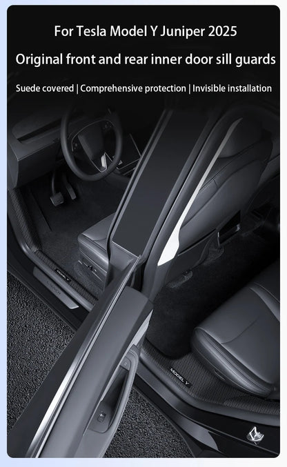 Tesla Model Y Juniper 2025+ Door Threshold Strips – ABS Anti-Scratch & Dirt-Resistant Interior Accessories for Front & Rear Doors
