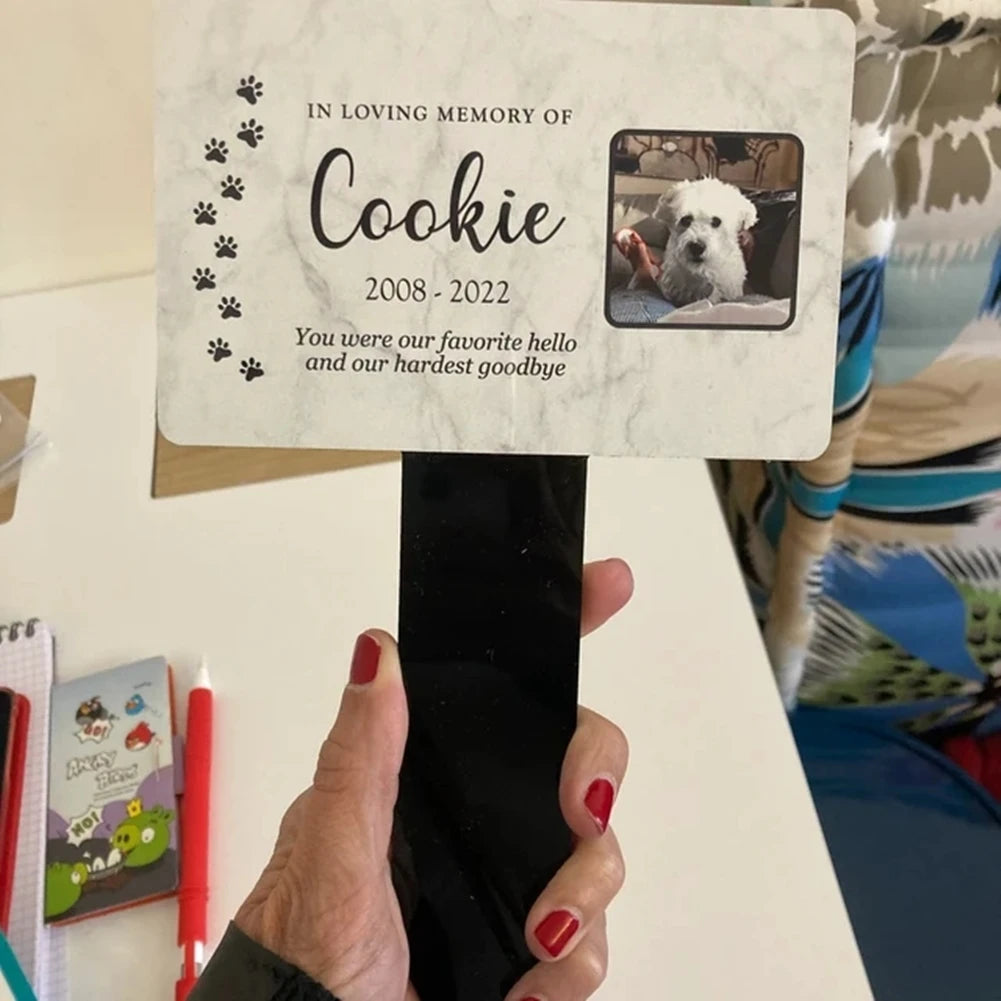 Personalized Pet Memorial Stake – Acrylic Grave Marker for Dog & Cat with Photo & Text