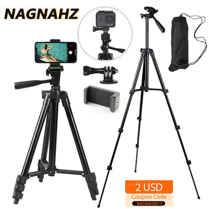NA-3120 Phone Tripod Stand 40-inch Universal Photography - Aluminum Travel Tripod for Gopro, iPhone, Samsung, Xiaomi, Huawei Phones