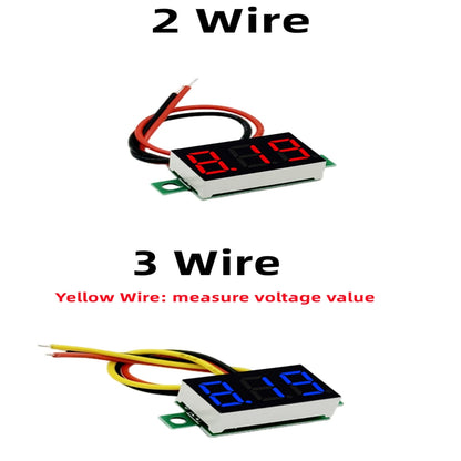 0.36 Inch Red/Blue Digital LED Mini Display - DC2.5V-32V or DC0-100V Voltmeter, Voltage Tester Panel Gauge for Motorcycle and Car