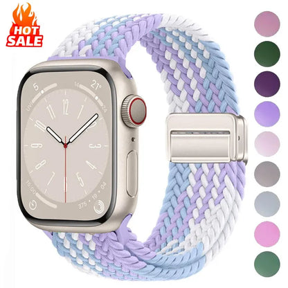 Nylon Braided Watch Band for Apple Watch – Compatible with Series SE, 3–10 & Ultra (38–49mm Adjustable Sport Strap)