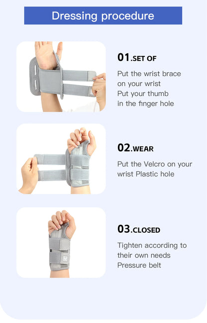Wrist Brace for Carpal Tunnel — Hand Support with Splints for Arthritis, Tendonitis, Sprains & Wrist Pain, 1PC