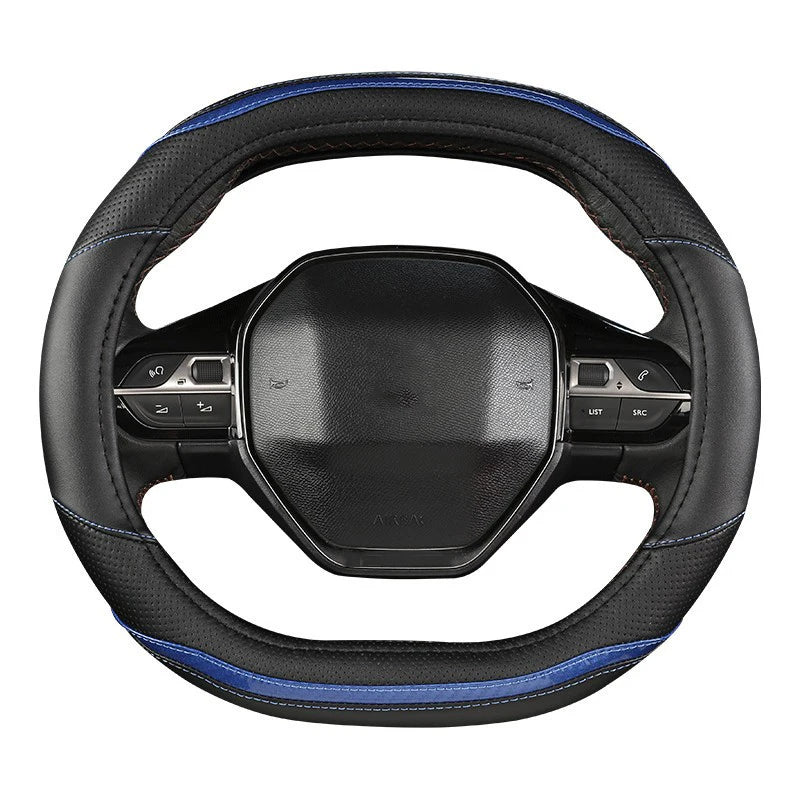 Peugeot 3008/4008/5008 Carbon Fiber & PU Leather Steering Wheel Cover — Car Interior Accessory