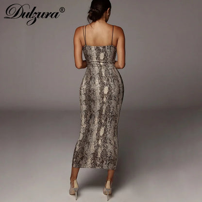 Dulzura Women’s Leopard Bodycon Midi Dress – Party, Club & Evening Streetwear Summer 2024 Wholesale