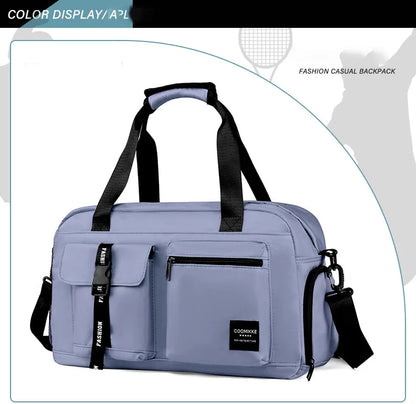 Large Fitness & Sports Duffel Bag – Women’s Gym, Yoga, Swimming Travel Backpack with Dry/Wet Shoes Pocket
