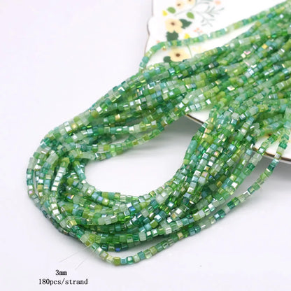 Pink Czech Glass Crystal Beads - 3mm 4mm 5mm Cube Square Candy Seed Beads for DIY Jewelry Making Charms