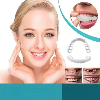 Perfect Fit Teeth Whitening Fake Tooth Cover – Snap-On Silicone Smile Veneers for Upper Teeth, Reusable Cosmetic Tool