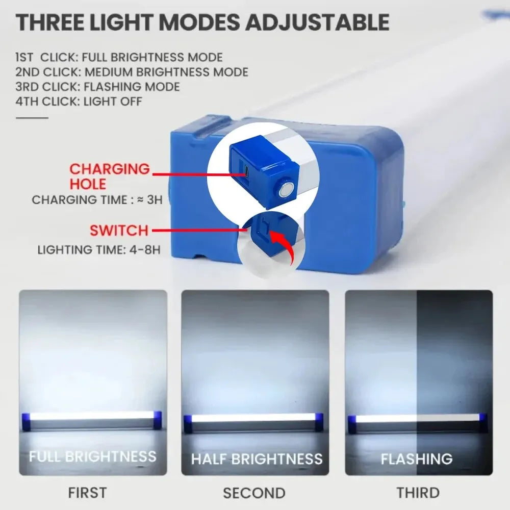 30CM Rechargeable LED Camping Light: Magnetic Suspension Portable Bulb for Emergency & Outdoor Lighting - Ideal for Night Markets