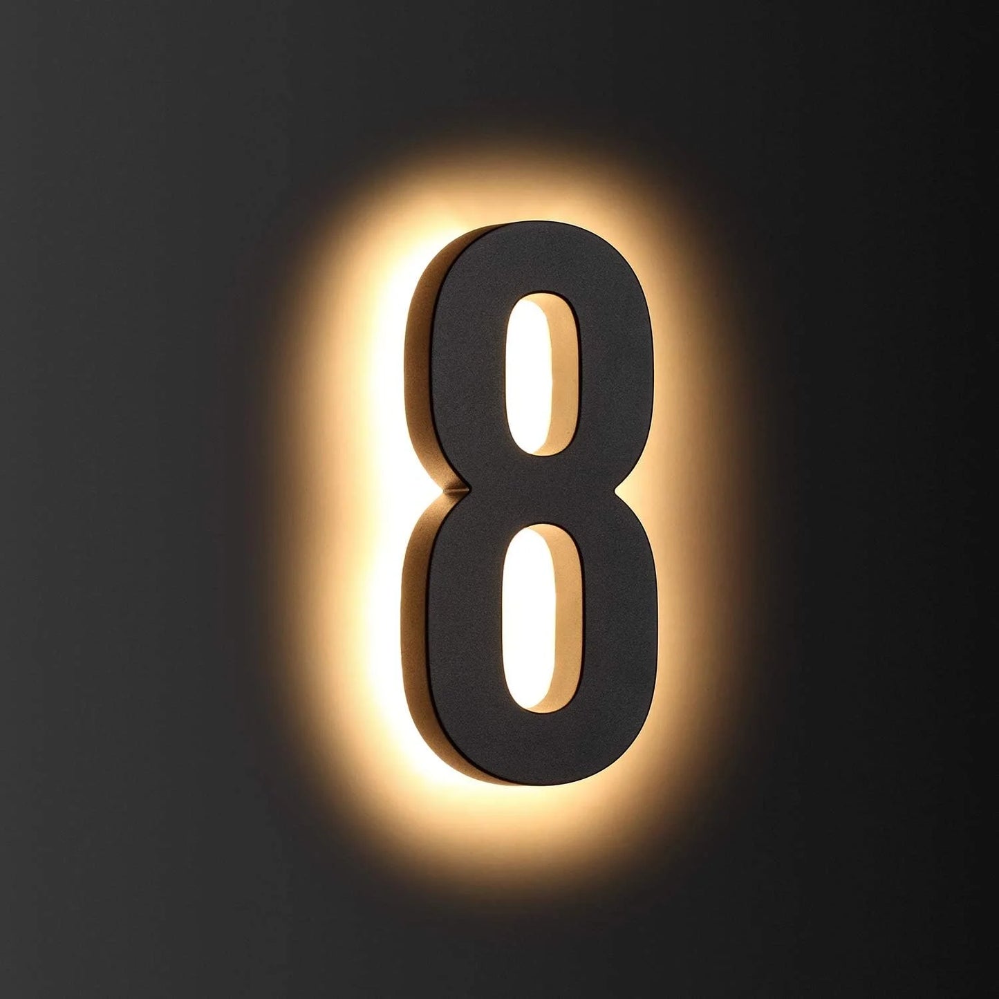 Illuminated Backlit LED House Numbers - Stainless Steel Floating Outdoor Address Sign with Durable Waterproof Finish