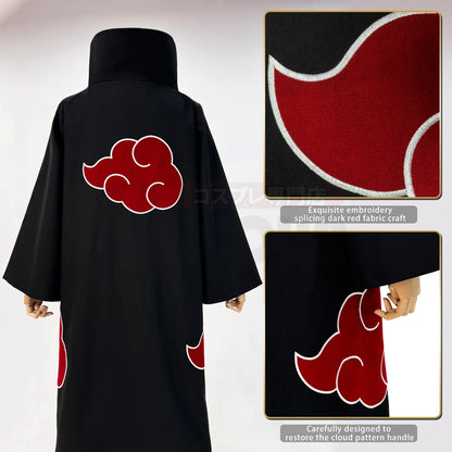 HOLOUN Anime Uchiha Itachi & Sasuke Cosplay Cloak – Embroidered Hawk Team Akatsuki Costume for Christmas