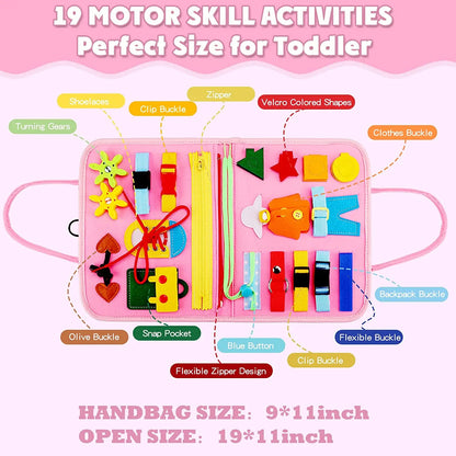 Busy Board Montessori Toy for Toddlers – Sensory & Fine Motor Skills Learning, Preschool Travel Activity for Boys
