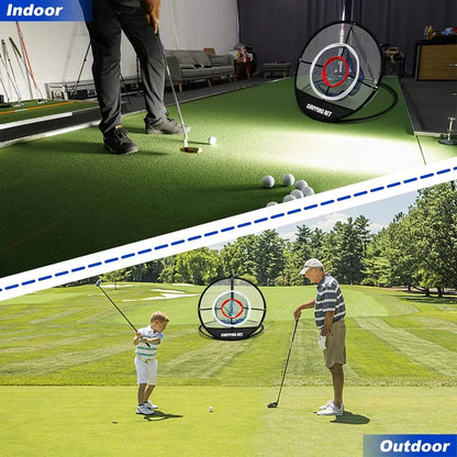 Pop-Up Golf Practice Chipping Net with Hitting Mat – Portable Folding Training Target Net for Swing Accuracy and Golf Practice Drills