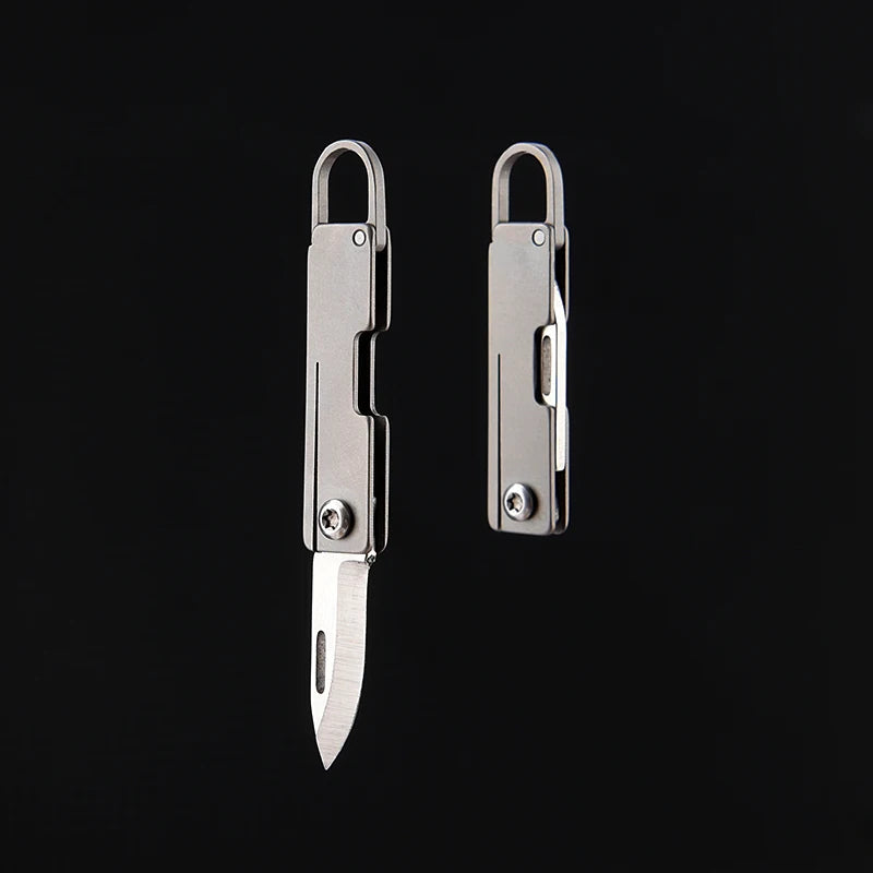 Portable Titanium Alloy Mini Folding Knife Keychain – Sharp Compact Unboxing Tool Pendant