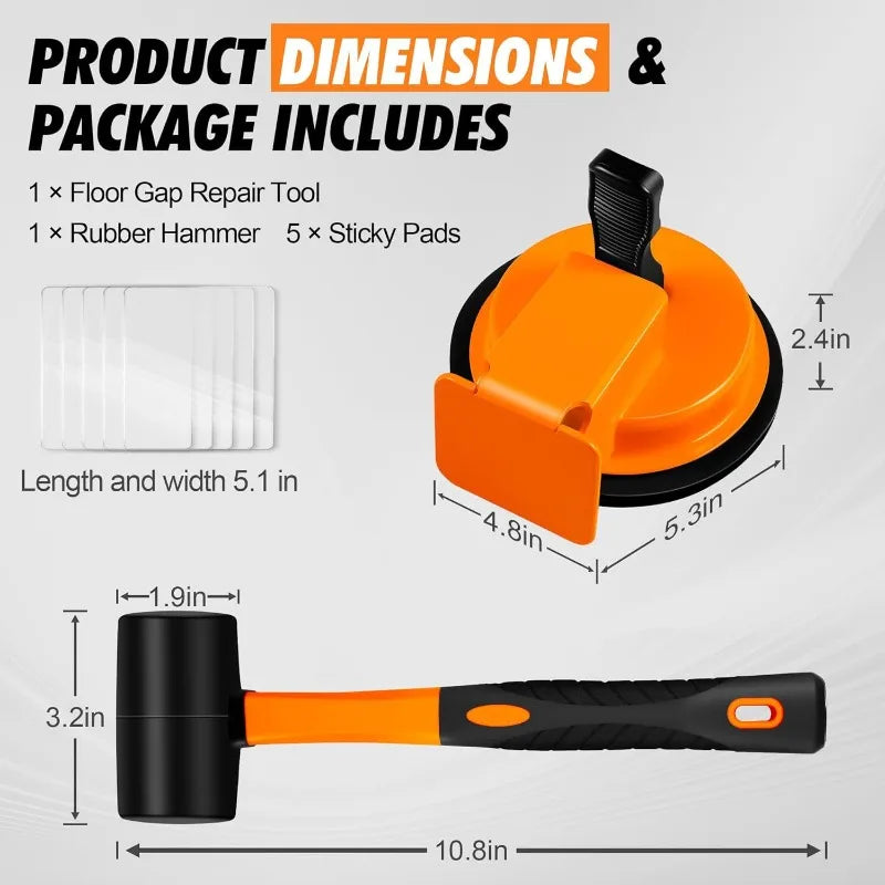 JUSTINLAU Wooden Floor Installation Tool Set – Rubber Hammer & Tile Joint Hand Tools for Flooring Installations