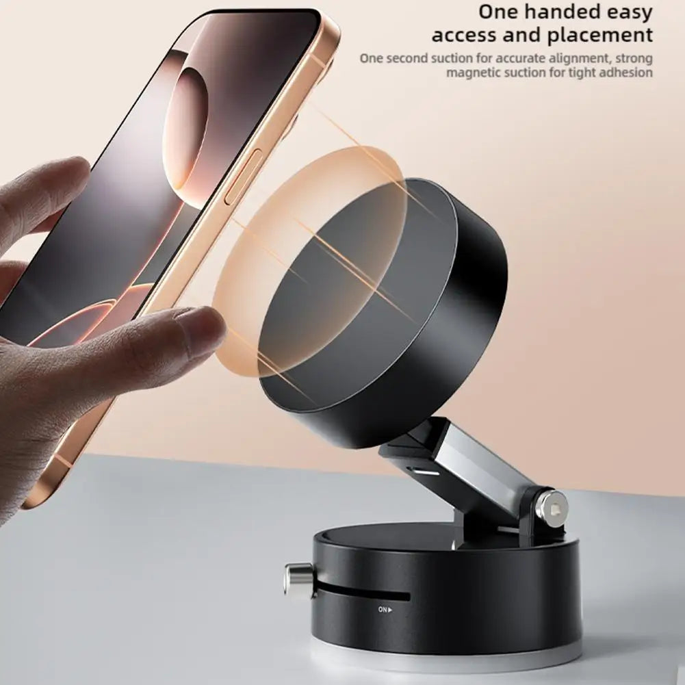 Vacuum Magnetic Suction Cup Stand | Double-Sided Swivel Holder for Mobile Phones | Universal Folding Phone Mount