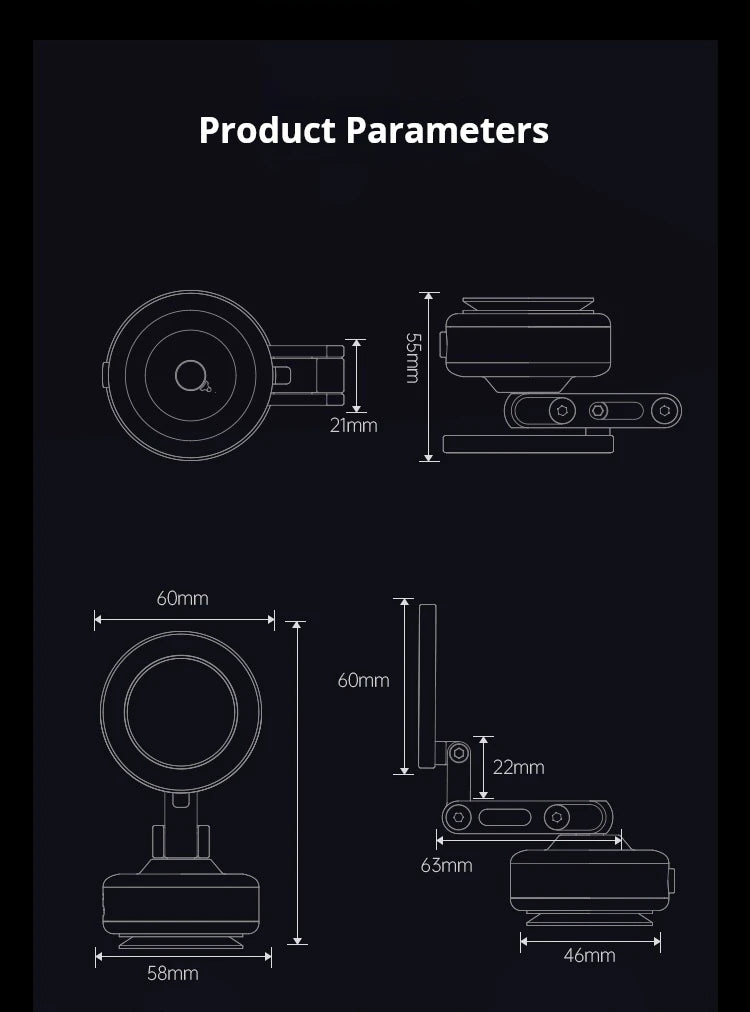 Magnetic Vacuum Adsorption Car Mount – Foldable 360° Rotating Aluminum Alloy Phone Holder for Smartphones
