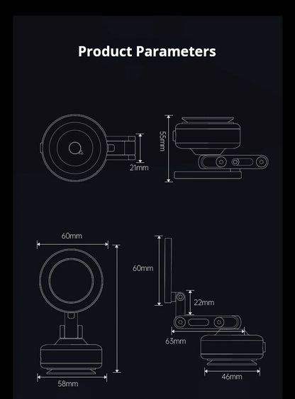 Magnetic Vacuum Adsorption Car Mount – Foldable 360° Rotating Aluminum Alloy Phone Holder for Smartphones