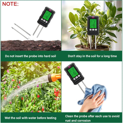 Digital 6 in 1 Soil Tester - pH, Fertility, Moisture, Sunlight, Humidity & Temperature Monitor for Garden Soil Analysis