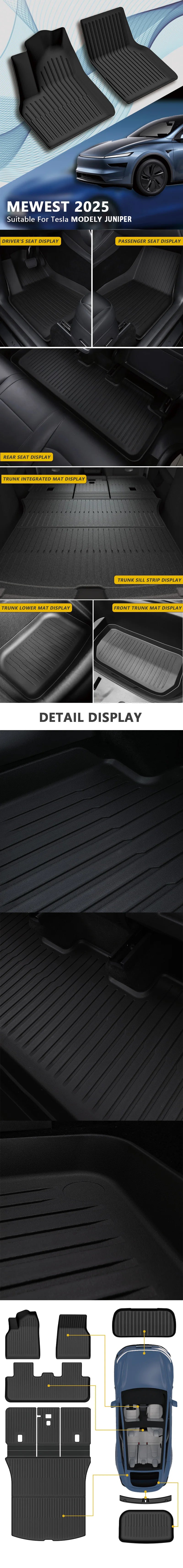 Tesla Model Y 2025+ Juniper TPE Floor Mats – Waterproof Anti-Slip Full Set Car Accessories