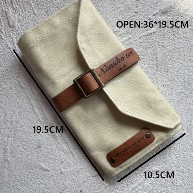 Oil Wax Leather Pencil Case – Waterproof Canvas Carabiner Bag for Artists, Students & Portable Travel Storage