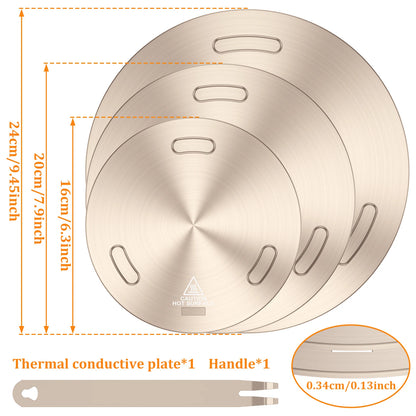 Portable Heat Conduction Plate for Gas Stove - Stainless Steel Induction Adapter with Removable Handle
