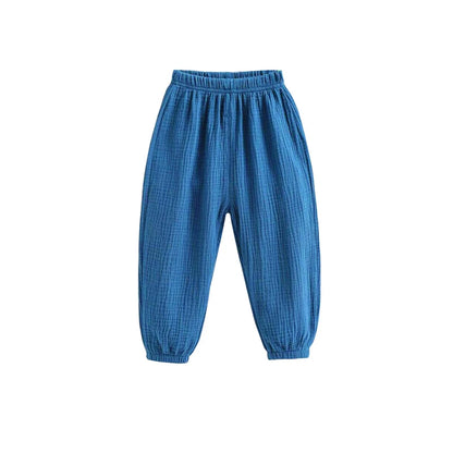 Summer Korean Kids Cotton Linen Pants – Casual High Waist Loose Pleated Harem Trousers for Girls & Boys