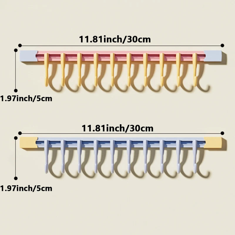 Non-Perforated Sliding Rail Hooks – Universal Kitchen & Door Storage Hooks for Household Shelves