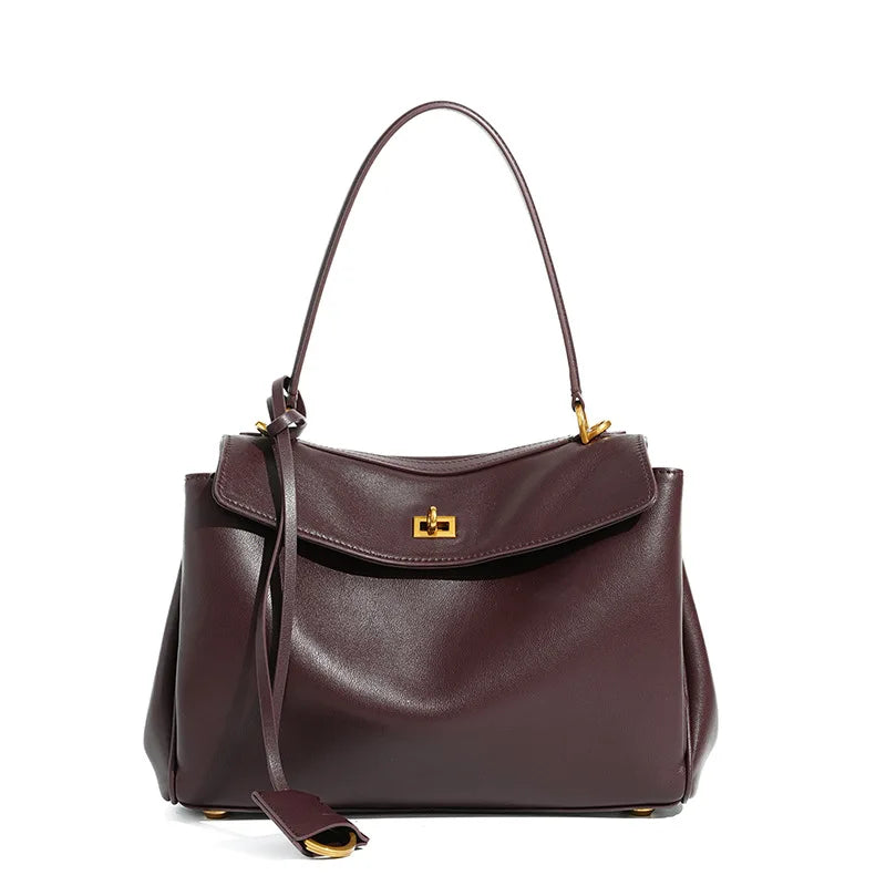 New Rodeobag Leather Kelly Bag — Women’s Large Capacity Fashion Handbag with Advanced Lock, High-End Underarm Bag