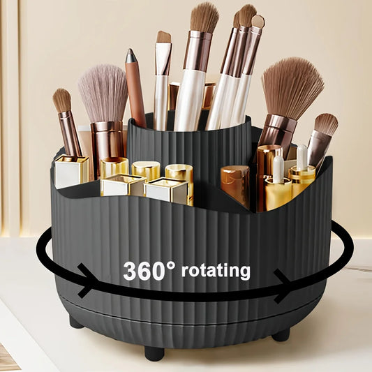 360° Rotating Makeup Brush Holder - 5 Slot Cosmetic Organizer for Brushes, Skincare & Vanity Storage