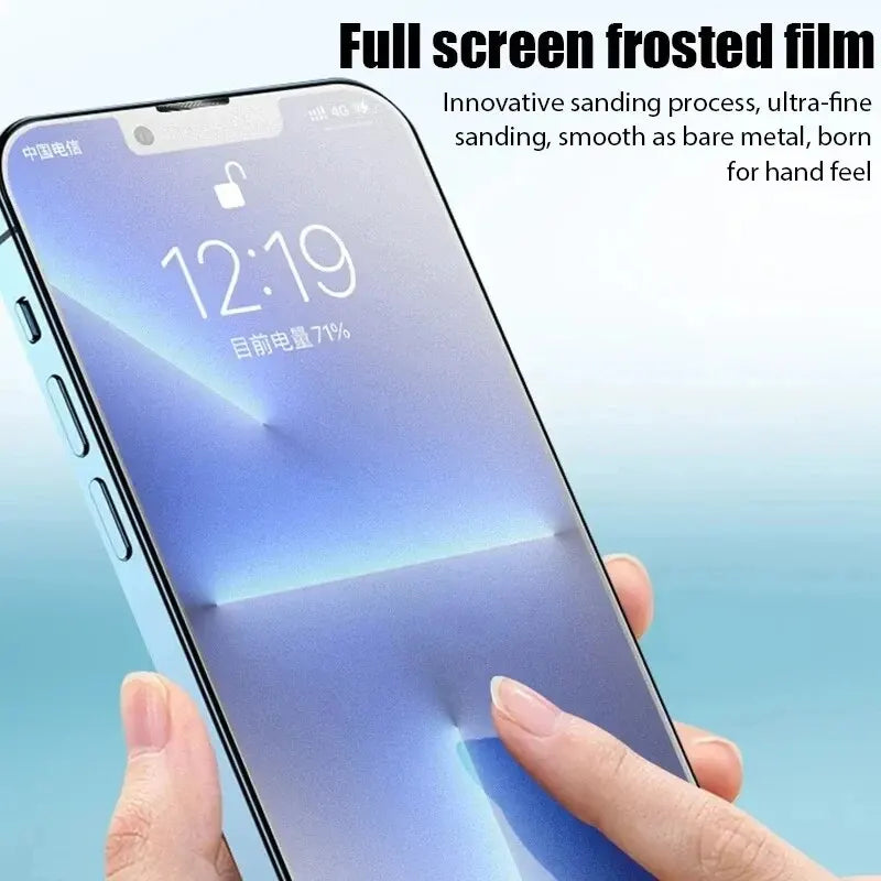 Matte Tempered Glass Screen Protector for iPhone 11-15 Pro Max Plus - Frosted Anti-Glare Protective Film