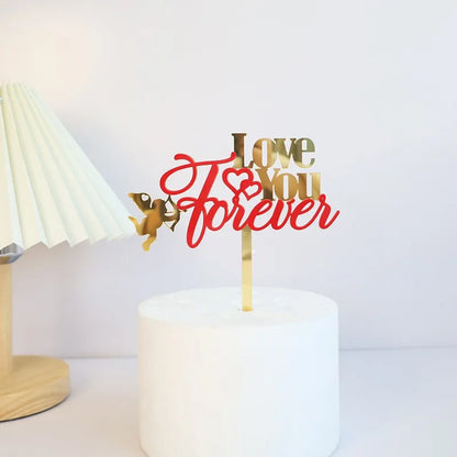 Big Red Love Cake Topper – Acrylic Wedding & Engagement Party Decoration, Valentine’s Day Love Cake Topper