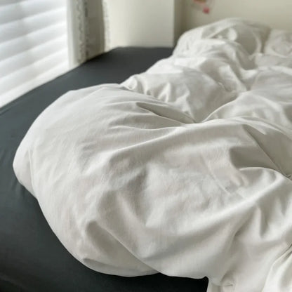 Cotton Bed Linen Bedding Set – Solid Sheet, Duvet Cover & Pillowcases for Single, Twin, Double, Queen & King Size
