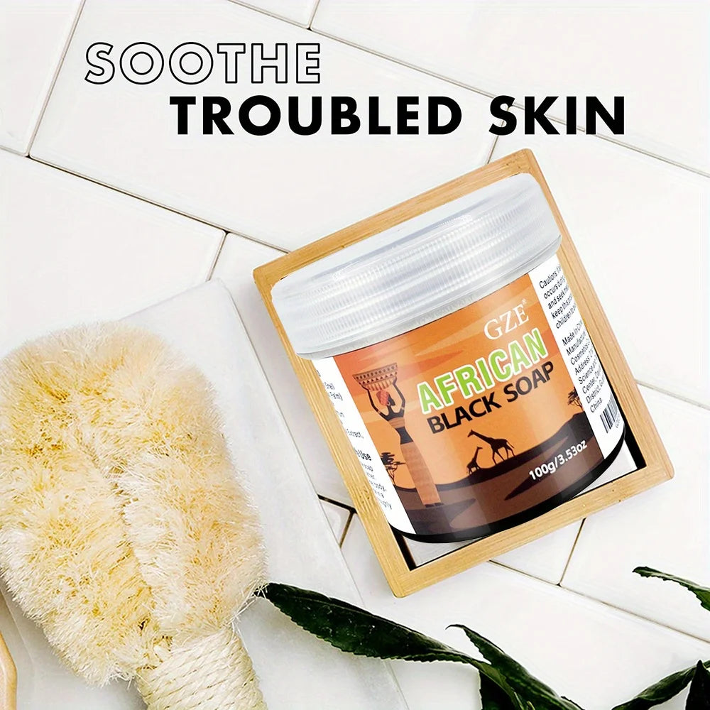 GZE African Black Soap 3 in 1 Cleanser – Face, Hair & Body Wash, Deeply Cleanses & Moisturizes with Natural Ingredients