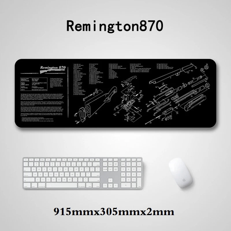 Gun Cleaning Mat Mouse Pad — Armorers Bench Mat with Parts Diagram & Instructions for AR15, AK47, GL, 1911