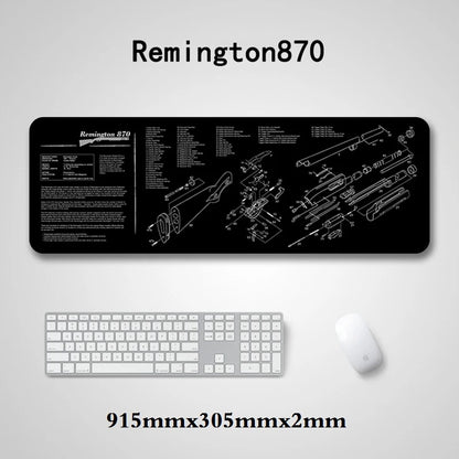 Gun Cleaning Mat Mouse Pad — Armorers Bench Mat with Parts Diagram & Instructions for AR15, AK47, GL, 1911
