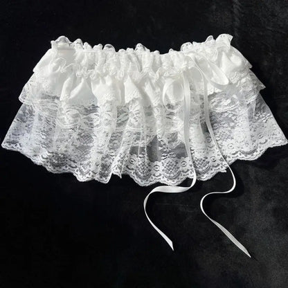 Y2K Lace Mini Skirt -  High Waist Ruffled Pleated Layered Streetwear
