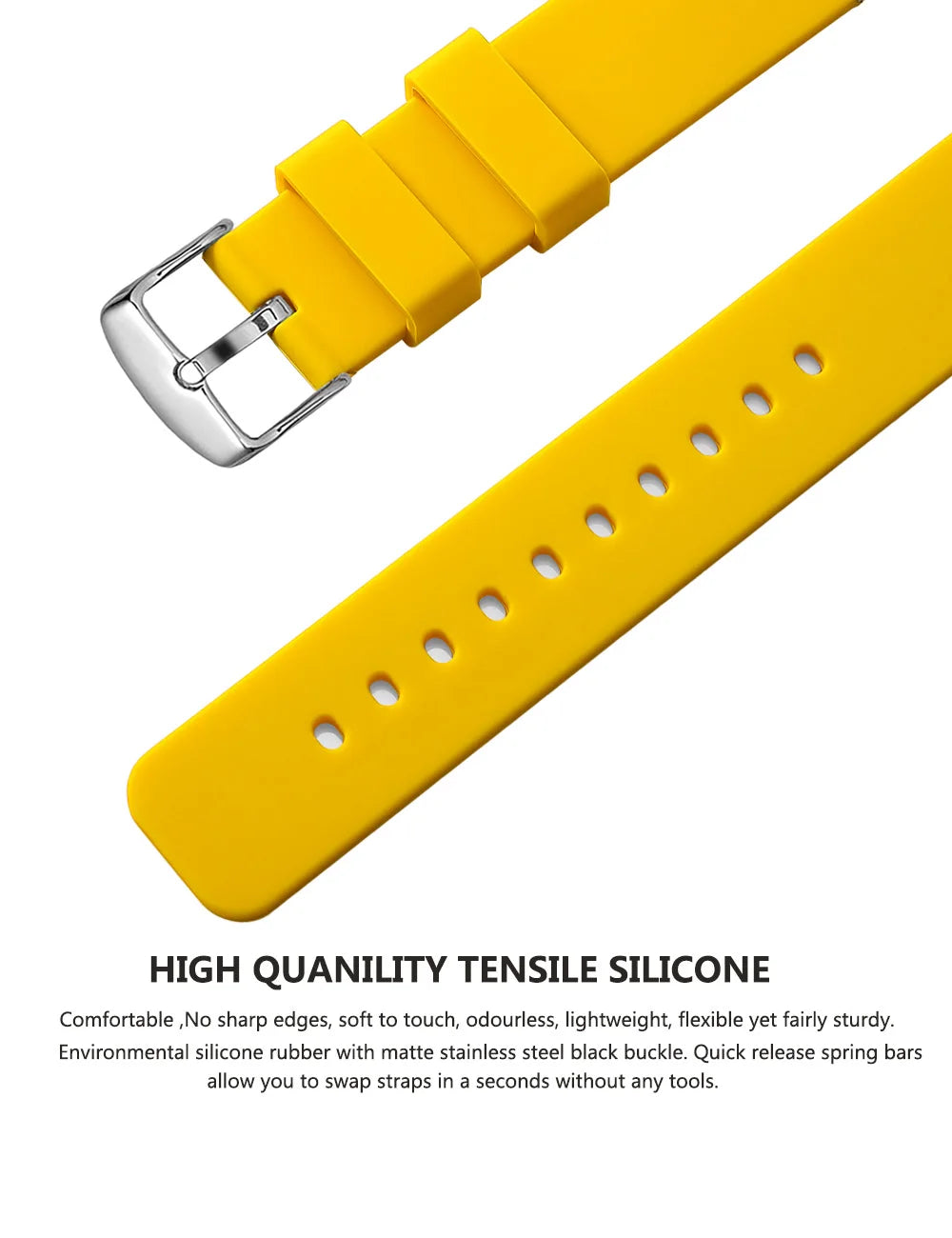 Silicone Quick Release Watch Bands 14–24mm for Samsung Galaxy, Garmin & Huawei - Soft Rubber Replacement Watch Straps