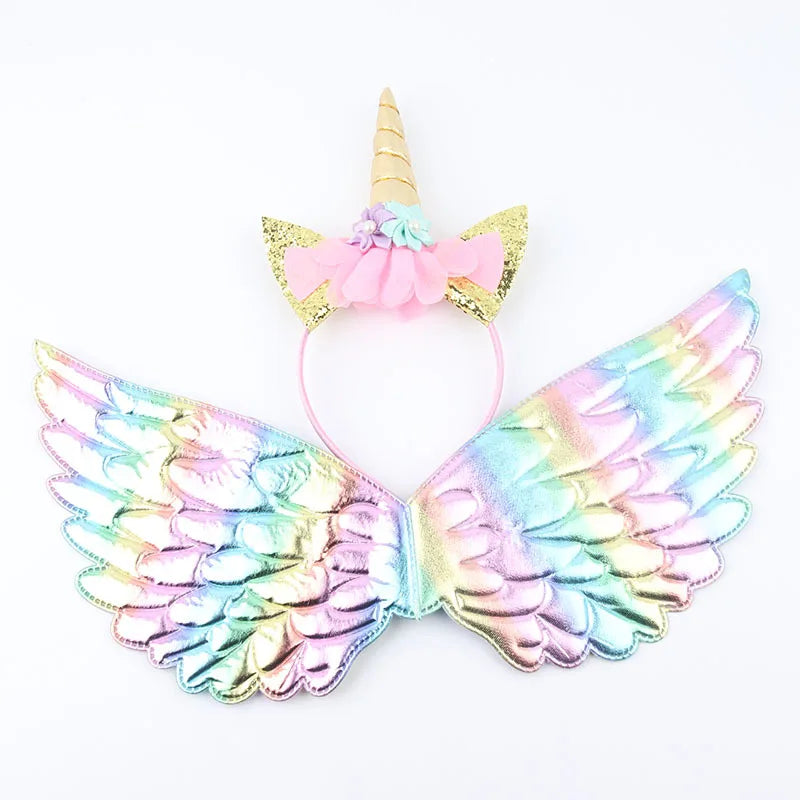 Magical Unicorn Headband with Rainbow Wings and Cat Ears - Perfect for Unicorn Birthday Parties, Dress-Up, and Cosplay!