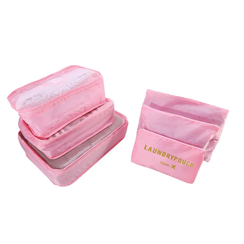 6PCS Travel Storage Bag Set – Clothes Organizer, Wardrobe Pouches & Packing Cubes for Suitcases