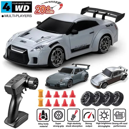 1:24 RC Drift Car — 4WD High-Speed Remote Control Sport Car with LED Lights & Extra Drifting Tire, Kids & Adult Gift