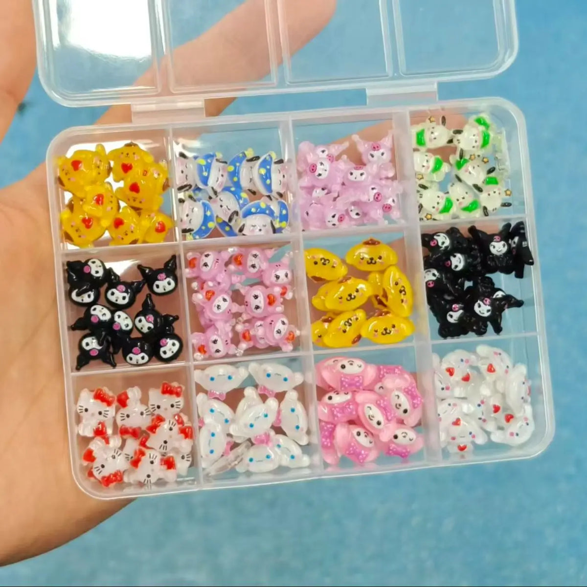 120PCS Sanrio Nail Charms Set - Kuromi, Cinnamoroll, and My Melody Resin Decorations for DIY Manicure Nail Art