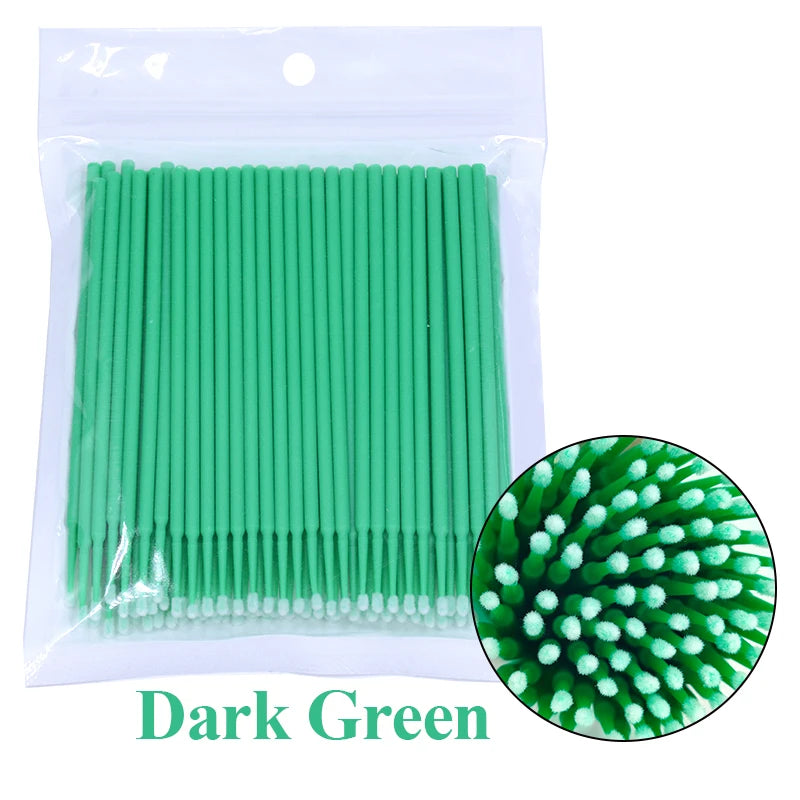 100pcs Eyelash Cleaning Brushes – Micro Cotton Swabs for Lash Extensions & Makeup Remover