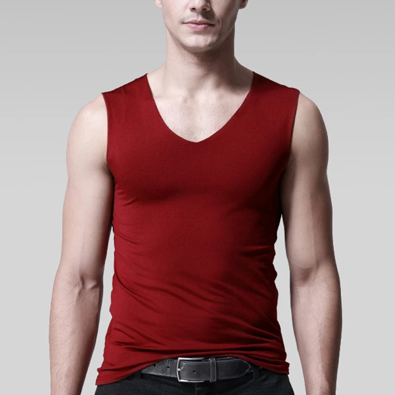 Men’s Silk Tank Top – Seamless Sleeveless Sport Vest, Plain Casual Summer Undershirt for Gym & Everyday Wear