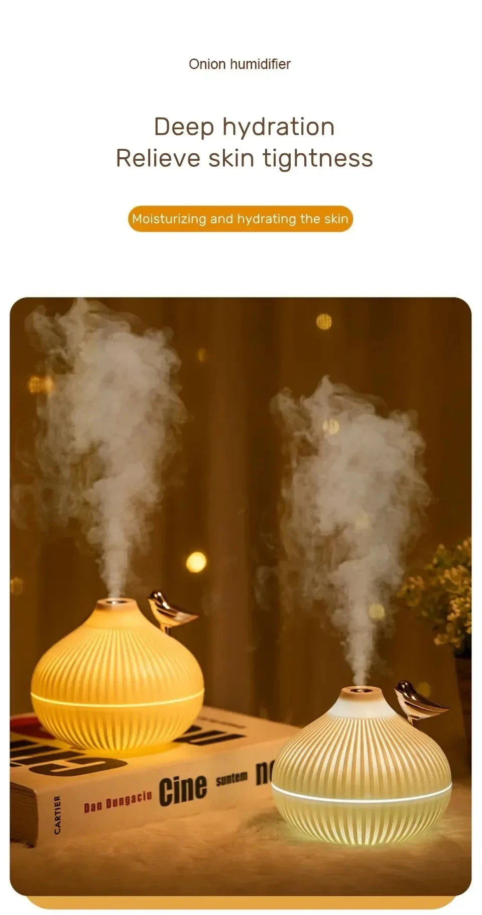Creative Onion-Shaped Humidifier – Quiet Sleep Night Light, USB Air Humidifier for Desktop, Office & Air-Conditioning Rooms