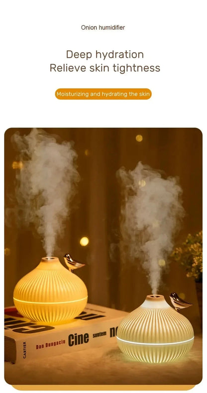 Creative Onion-Shaped Humidifier – Quiet Sleep Night Light, USB Air Humidifier for Desktop, Office & Air-Conditioning Rooms